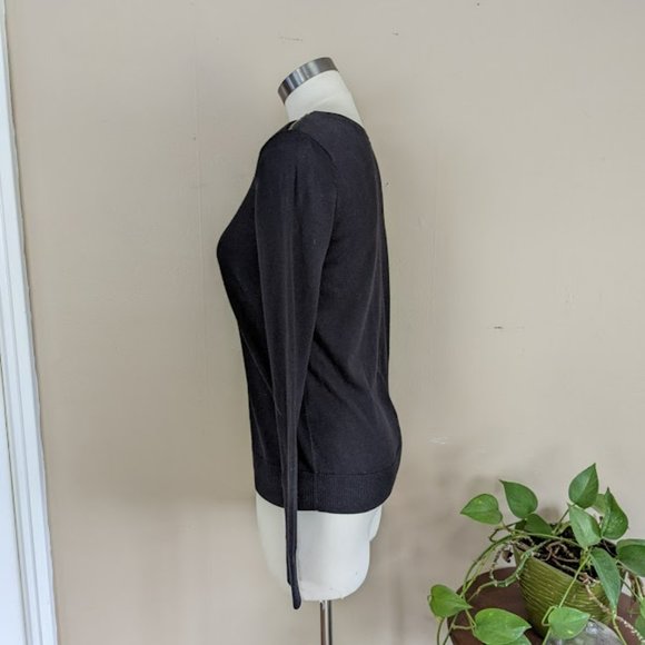 Halogen Bien Black Crewneck Long Sleeve Lightweight Sweater - Picture 3 of 10